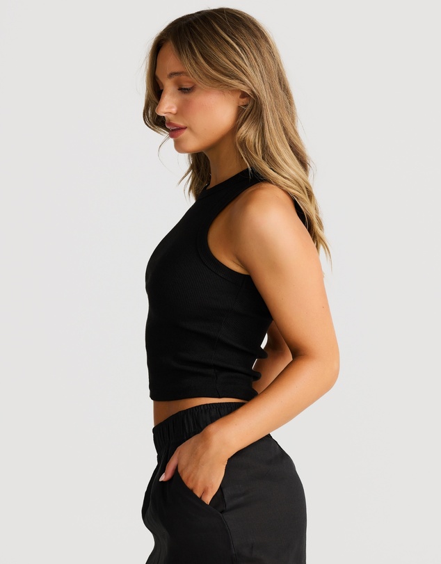 Vacay Swimwear - Rib Tank Black