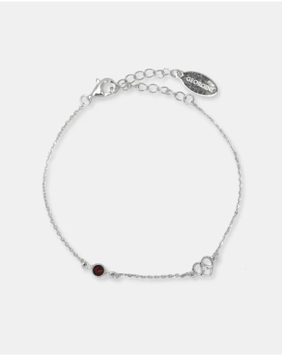 Georgini - Natural Garnet And Two Natural Diamond January Silver Bracelet