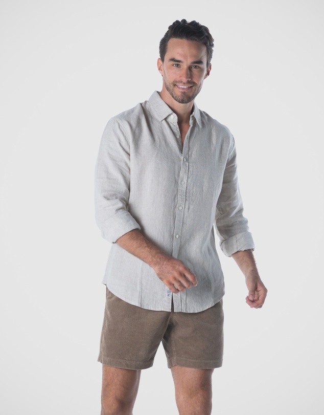 Coast Clothing - Long Sleeve Linen Shirt in Natural Sand