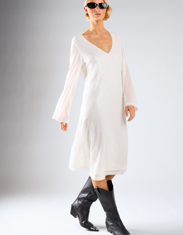 Glamorous - V neck long sleeves midi dress
