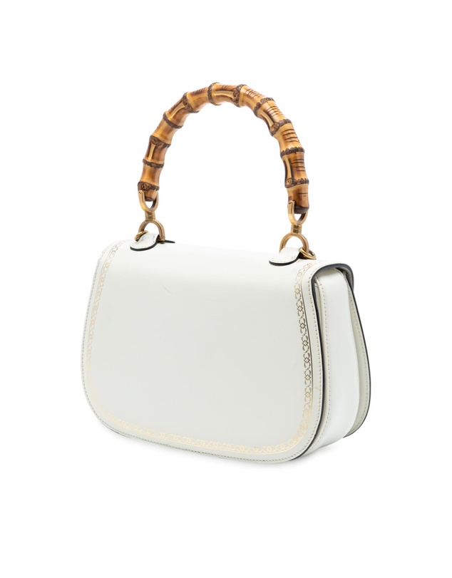 Pre-Loved by Azura Reborn - Pre-Loved Calfskin Frame Print Bamboo Top Handle Bag