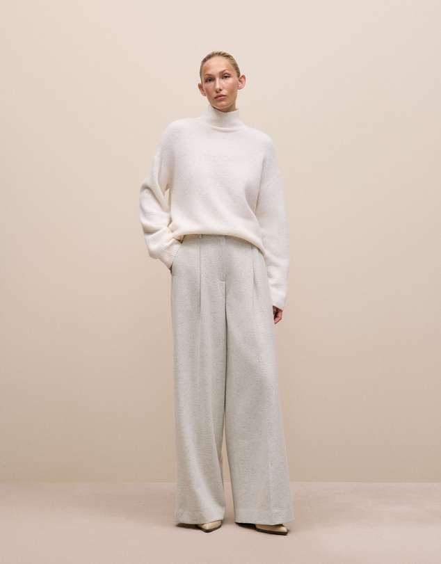 Trenery - Alpaca Merino Blend Relaxed Mock Neck in Marshmallow