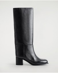 COS - Heeled Leather Knee Boots - Women's