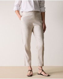 Trenery - Yarn Dyed Stretch Linen Blend Pull On Pant in Flax