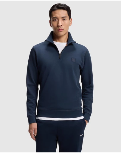 BOSS - Cotton-Terry Sweatshirt With Zip Collar