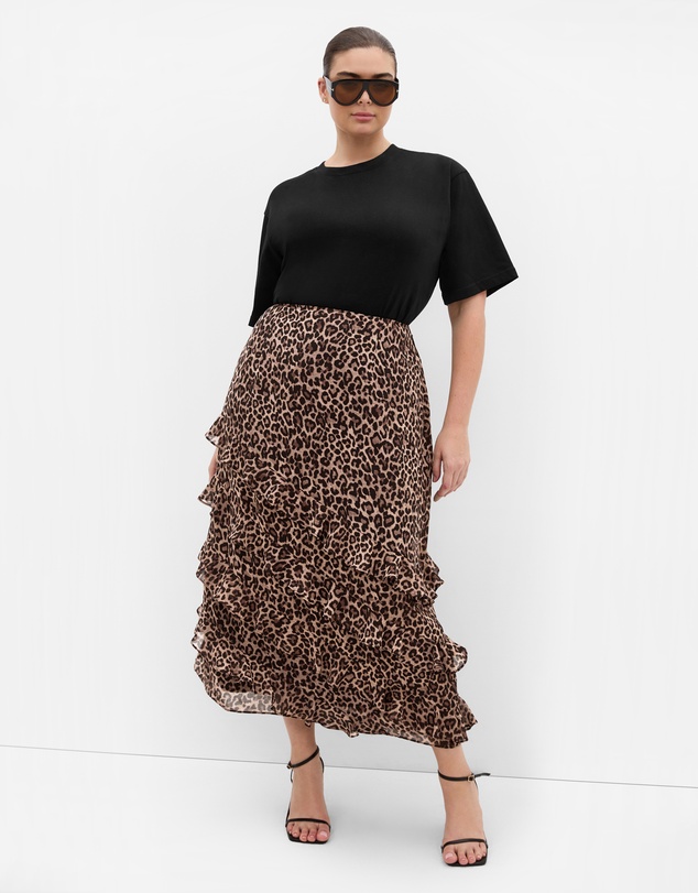 City Chic - Skai Leopard Print Maxi Skirt