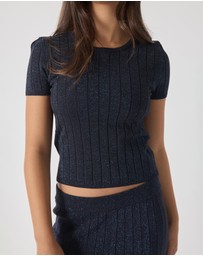 Decjuba Kids - Georgina Sparkle Knit T-Shirt - Kids-Teens