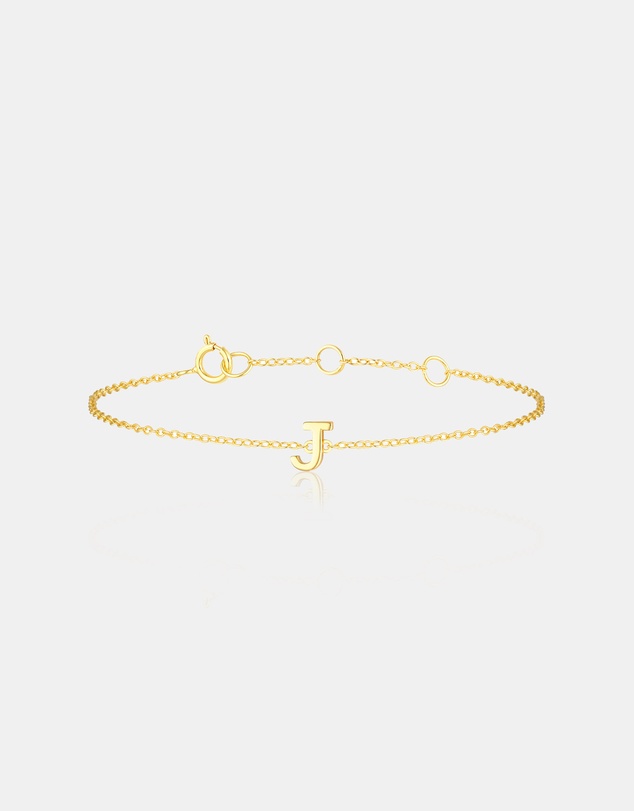 The Silver Collective - Children's A-Z Letter Bracelet - J