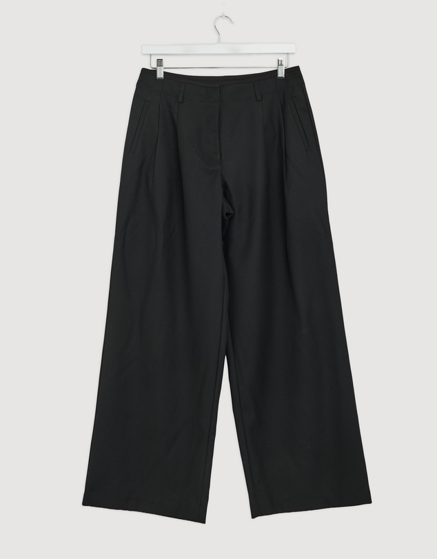 Revibe - Repaired Minima Esenciales Senna Wool Blend Wide Leg Pants - AU 12
