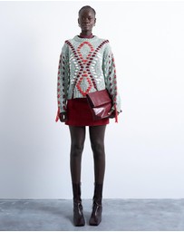 TOPSHOP - Knitted Argyle Embroidered Jumper
