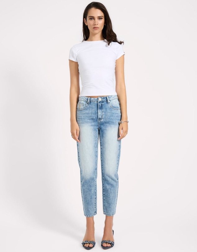 ONE TEASPOON - Slims High Waist Cropped Slim Fit Denim Jeans - Sunset Blue