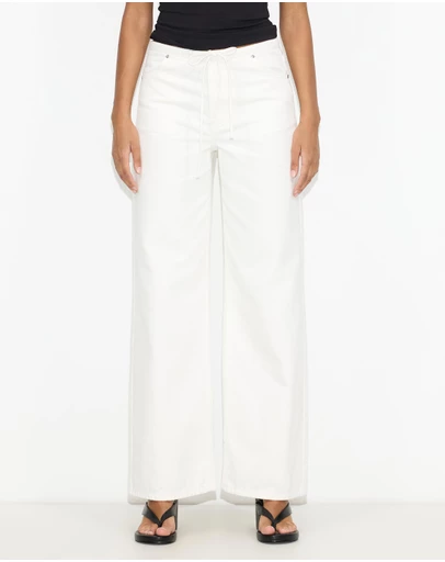 Dazie - Budapest Tie Front Low Rise Straight Leg Jeans