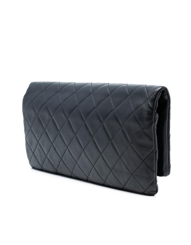 Pre-Loved by Azura Reborn - Pre-Loved Quilted Lambskin CC Beauty Foldover Clutch