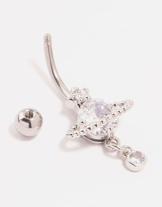 Lovisa - Surgical Steel Cubic Zirconia Planet Belly Bar
