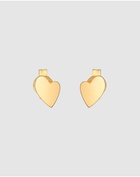 Elli Jewelry - Earrings Stud Heart Love Playful in 925 Sterling Silver Gold Plated