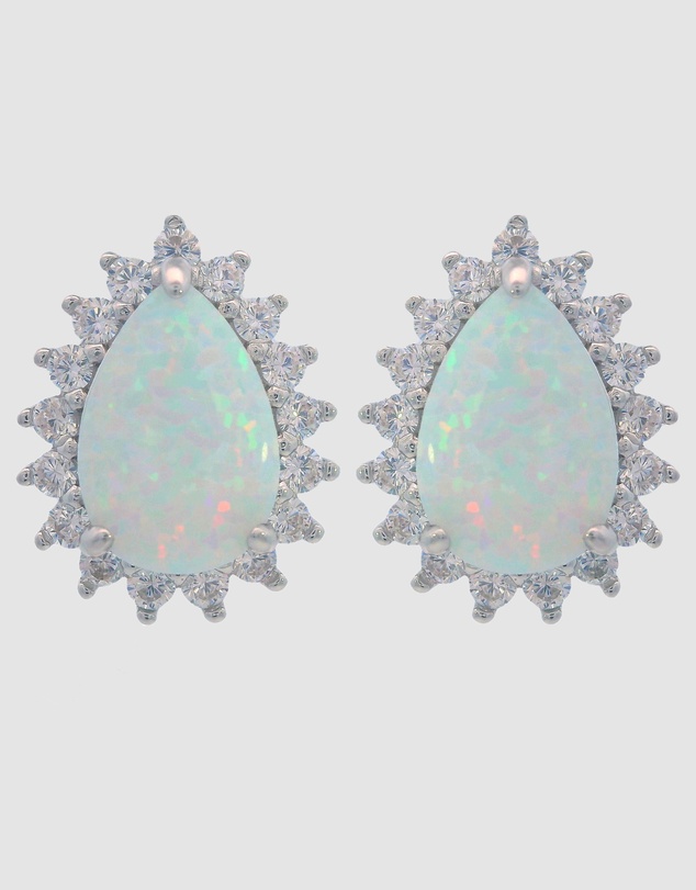 Georgini - Georgini Opal Glow Rozelle White Created Opal Silver Earrings