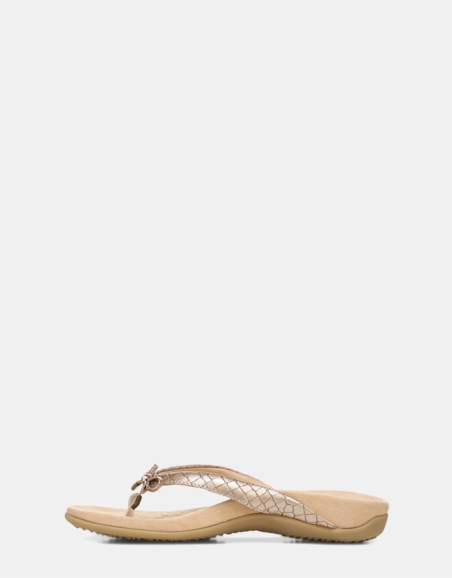 Vionic - Bella Toe Post Sandal - Rose Gold Metallic Croc