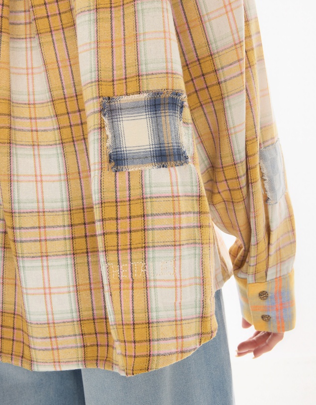 THE TALES - Patched Up Yellow Flannel Western Shirt