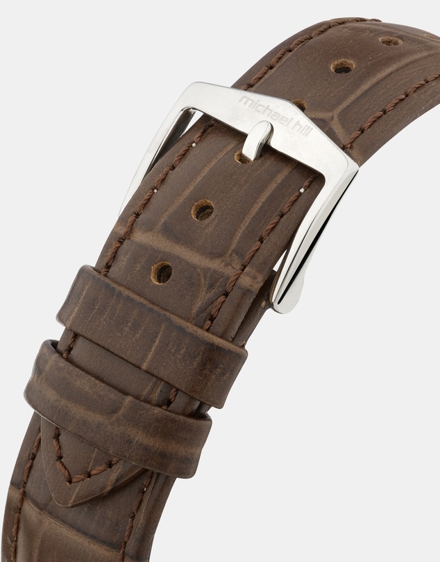 Michael Hill - Men's Chronograph Watch in Stainless Steel & Brown Leather