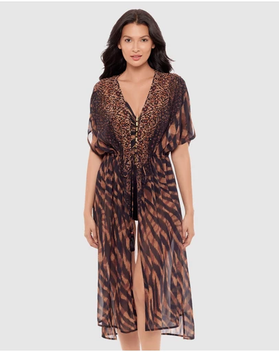 Miraclesuit Swimwear  - Raya de Safari Sheer Beach Cover Up Kimono