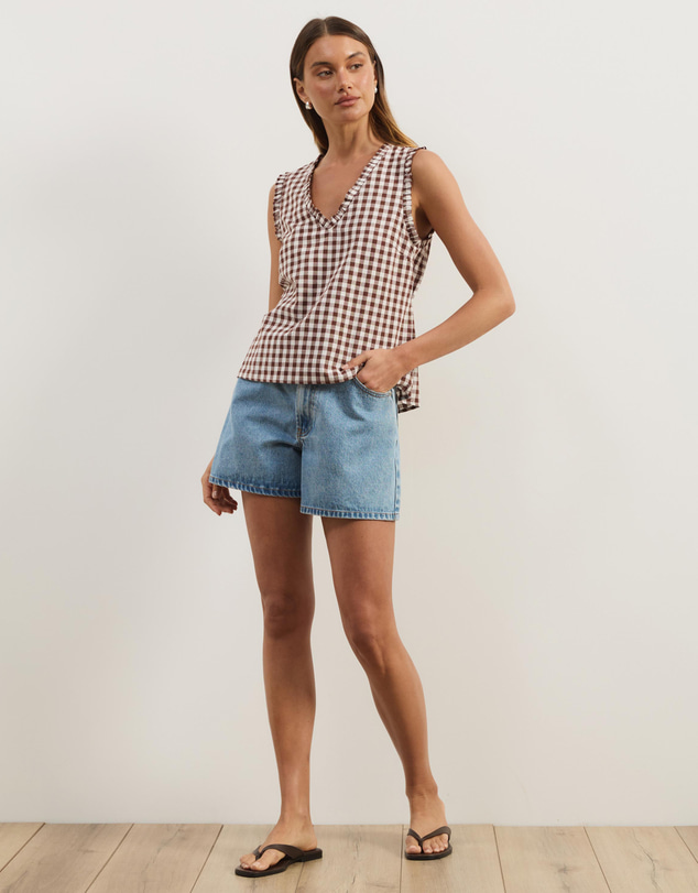 Atmos&Here - Lydia Gingham Tie Back Top