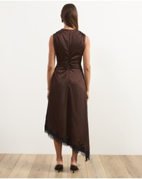 Atmos&Here - Quinn Satin Midi Dress With Lace Trim