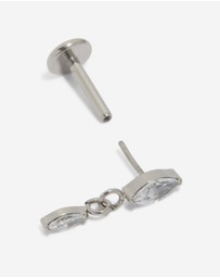 Lovisa - Titanium Diamante Marquise Drop Single Flat Back Stud