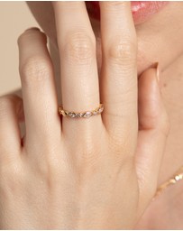 Astrid & Miyu - Navette Crystal 18ct Gold Plated Band Ring