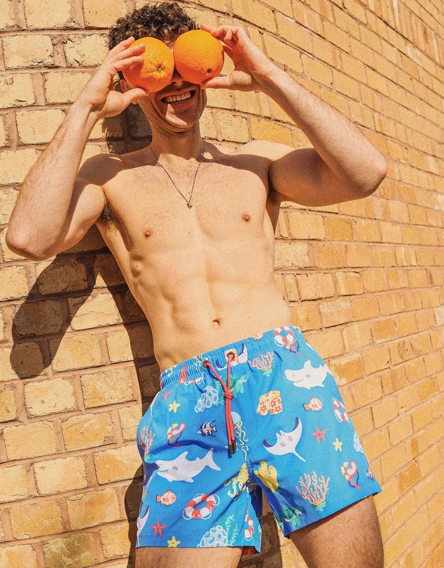 Skwosh - Great Barrier Reef Men's Eco Swim Shorts in Blue