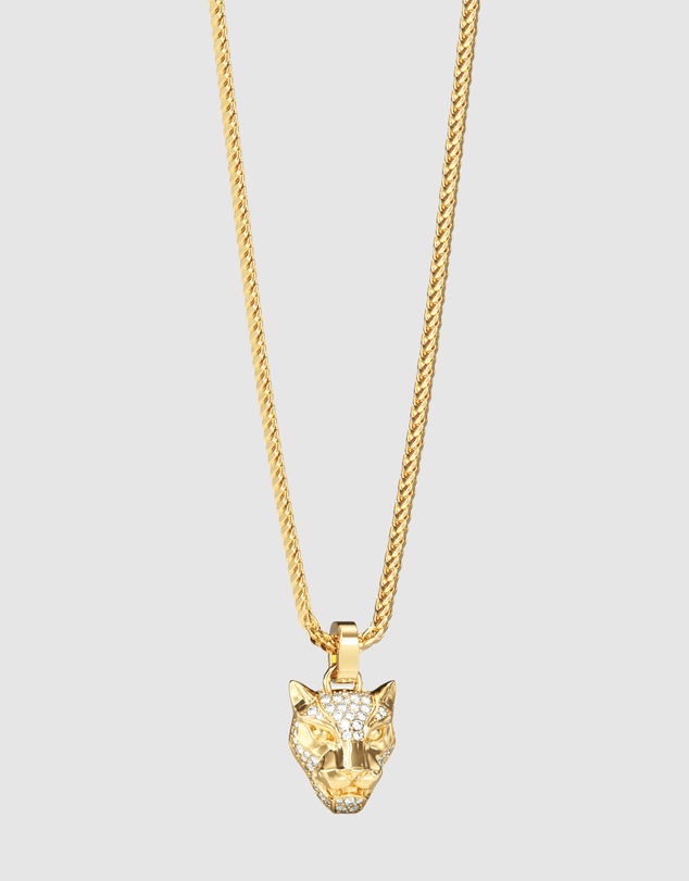 GUESS - GUESS Mens Gold-Tone Panther Pave Necklace