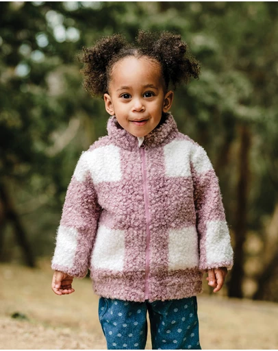 Kynd Baby - Sherpa Check Jacket in Dusty Lilac