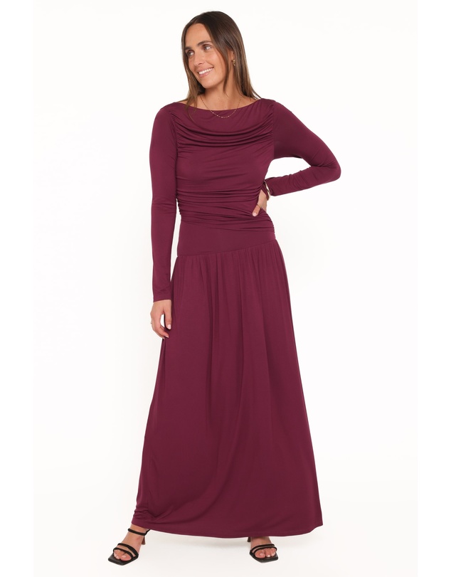 Petal & Pup - Shirley Long Sleeve Maxi Dress - Burgundy
