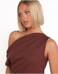 Petal & Pup - Shaw Off Shoulder Top - Chocolate Brown