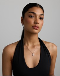 Michael Hill - Pear Cubic Zirconia Halo Pendant Necklace in Sterling Silver