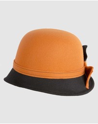 Max Alexander - Winter Felt Orange/Black Cloche Hat