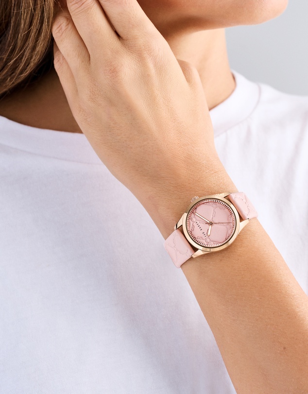 Ted Baker - Coolly Rose Gold-Tone Pink Embossed Leather Watch