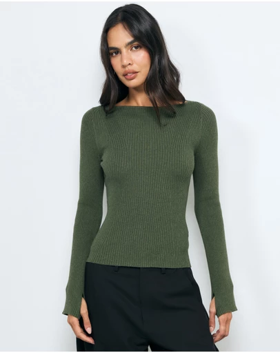AERE - Eden Cashmere Blend Boat Neck Top