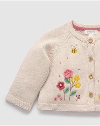 Purebaby - Embroidered Floral Cardigan -Kids-Babies