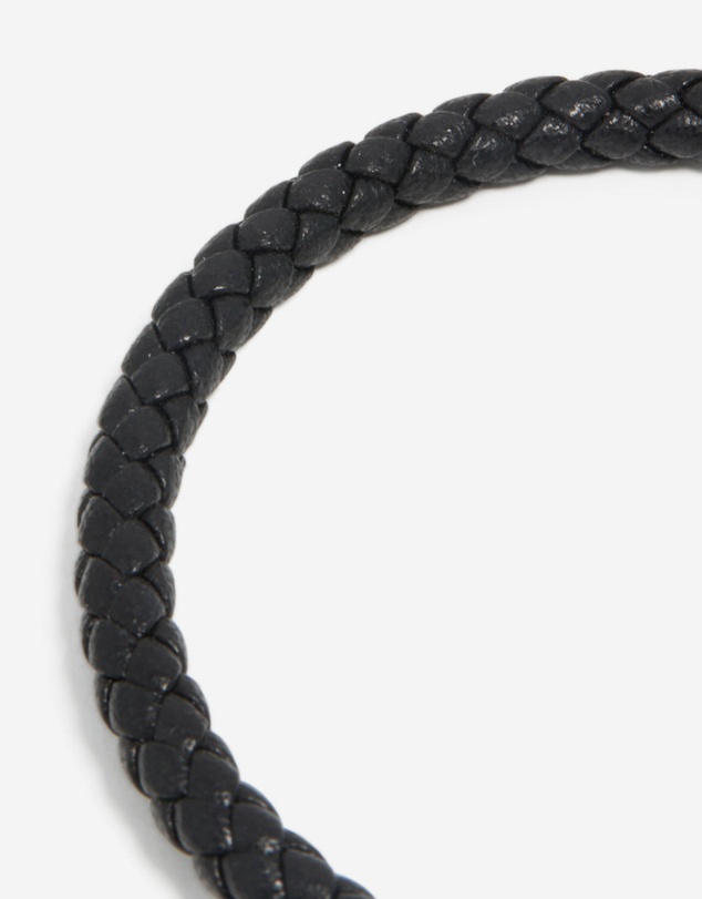 Lovisa - Waterproof Stainless Steel Black PU Leather Braided Chunky Link Bracelet