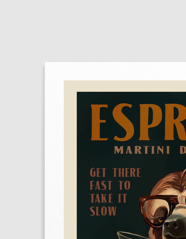 Olive et Oriel - Art Deco Espresso Martini Drinking Sloth by The Whiskey Ginger Art Print