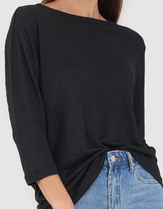 Amelius - Bronte Linen Three Quarter Jersey Top