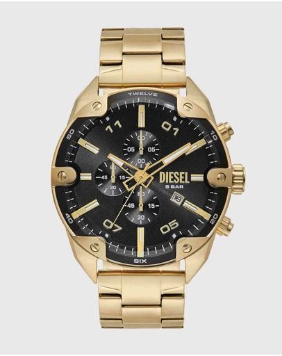 Diesel - Spiked Gold Tone Chronograph Watch