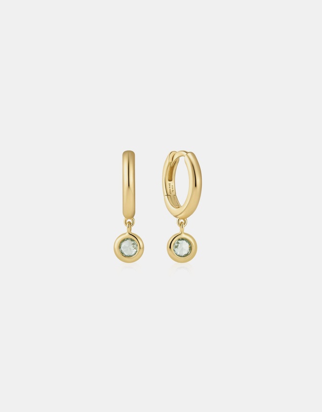 Ania Haie - Gold Dangling Mint Green Huggie Hoop Earrings
