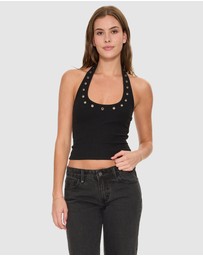 Thrills - Living Easy Eyelet Halter Top
