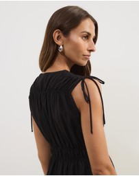 Atmos&Here - Luna Linen Blend Sleeveless Gathered Maxi Dress