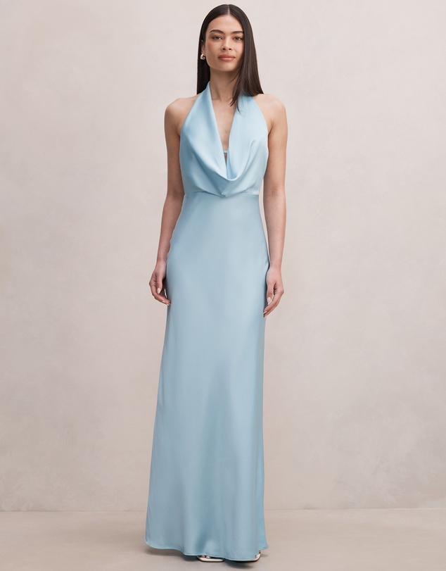 Forever New - Becca Cowl Halter Neck Satin Gown