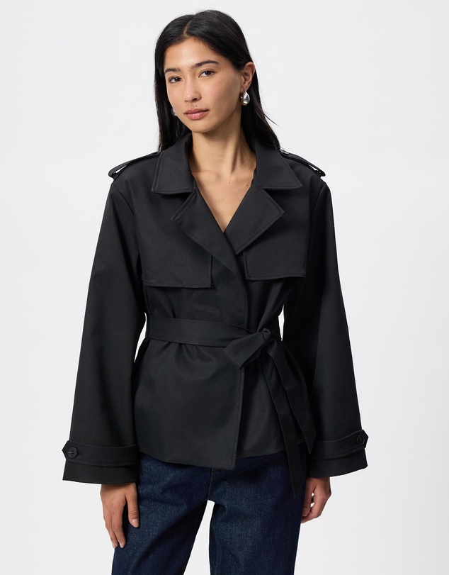 Calli - Payton Cropped Belted Trench Coat