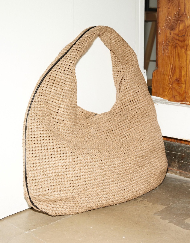 & Other Stories - Leather-Piping Straw Shoulder Bag
