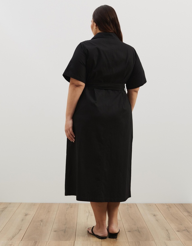 Atmos&Here Curvy - Amy Cotton Drill Midi Shirt Dress