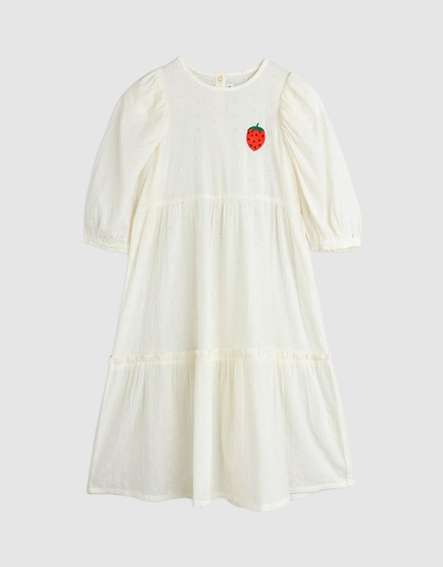 Mini Rodini - Strawberry Embroidered Schiffli Woven Dress - Babies-Kids